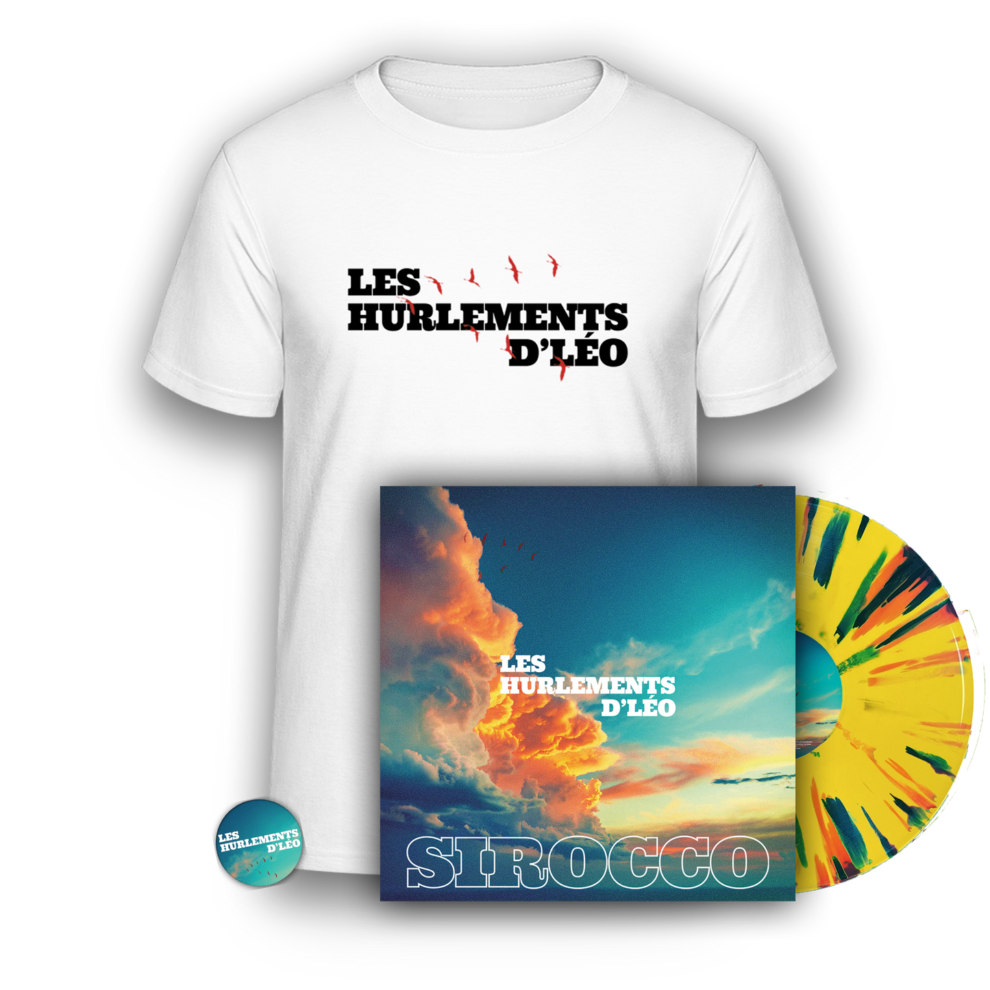 Pack vinyle splatter numéroté + t-shirt + badge